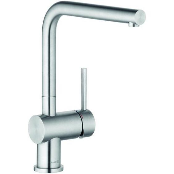 KLUDI L STEEL Mitigeur monocommandé pour évier, levier fermé, EcoPlus, acier inox brossé, 45803F877