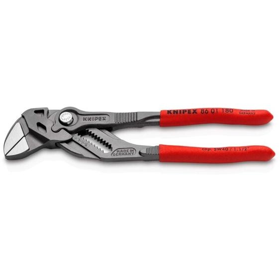 Knipex - 86 01 180 Pince-clé pince et clé à la fois gaines pvc anti-dérapantes grise atramentisée 180 mm