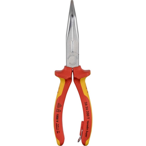 Pince à becs plats VDE 200 mm avec œillet en acier inoxydable Knipex | 4003773081456