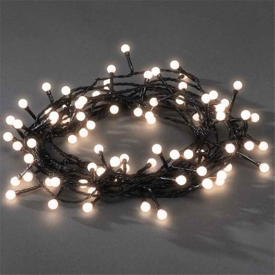 Konstsmide - Guirlande lumineuse LED, diodes rondes, 80 diodes blanc chaud, transfo extérieur 24V, câble noir ; 3691-107