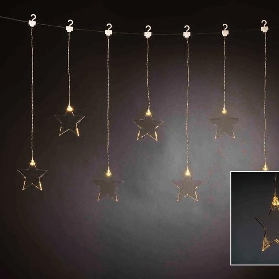 KONSTSMIDE Rideau lumineux LED, 8 étoiles en plastique, 8 diodes blanches chaudes, 3V intérieur