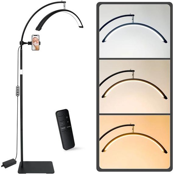 KOOCMIL Lampe à Cils Rotative en Demi-Lune de 23 Pouces et 36W, Module de Lumière LED Réglable, Esthétique Lumineuse avec Support de Téléphone
