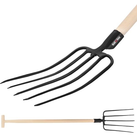 KOTARBAU® Fourche à fumier en acier à 5 dents noire pour le jardinage Fourche à fumier