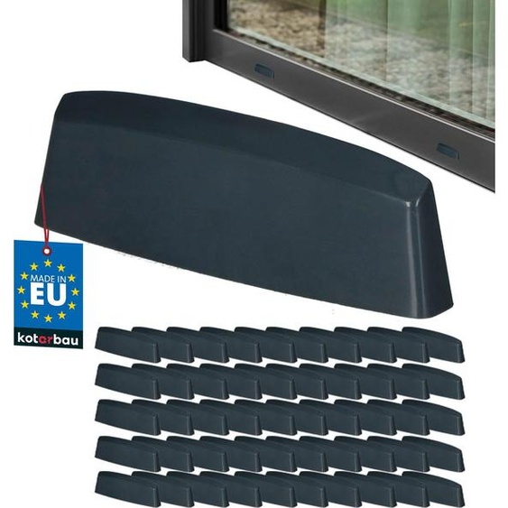 KOTARBAU® Jeu de 50 bouchons de fente deau Bouchons de trou dévacuation de fenêtre 45 mm Plastique ASA Anthracite Drainage de fenêtre Drainage de fenêtre Couverture de protection en PVC