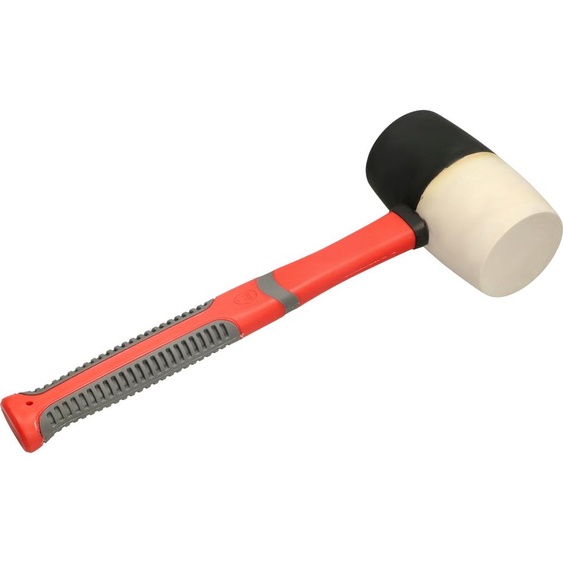 KOTARBAU® Marteau en caoutchouc 900 G Marteau de protection à double tête Noir-Blanc Ne laisse aucune trace pour les matériaux friables Poignée en fibre de verre amortissant les chocs