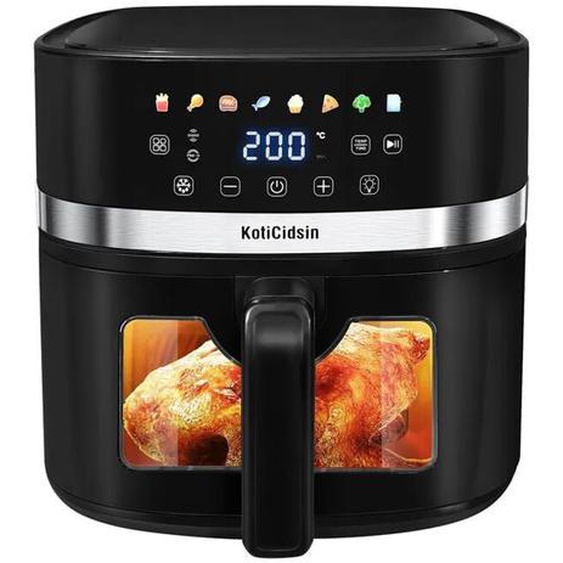 Koticidsin - Friteuse à air sans huile 8.5 l, Air Fryer 2000 w avec Fenêtre Transparente et Éclairage Intégré, Écran Tactile led