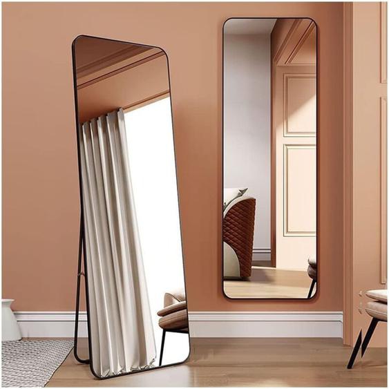Koticidsin - WeValley 137 x 37 cm Miroir sur Pied, Miroir de Sol, Miroirs muraux, Miroir Autoportant, Alliage dAluminium avec Noir