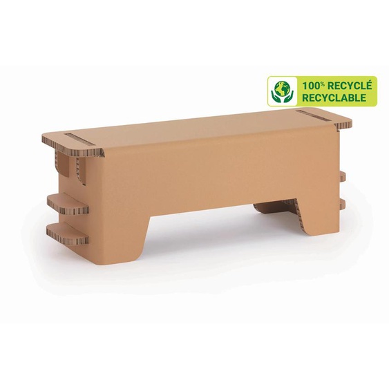 KRAFTDESIGN Banc ou table basse L. 113,8 cm en carton alvéolaire - Kraft naturel