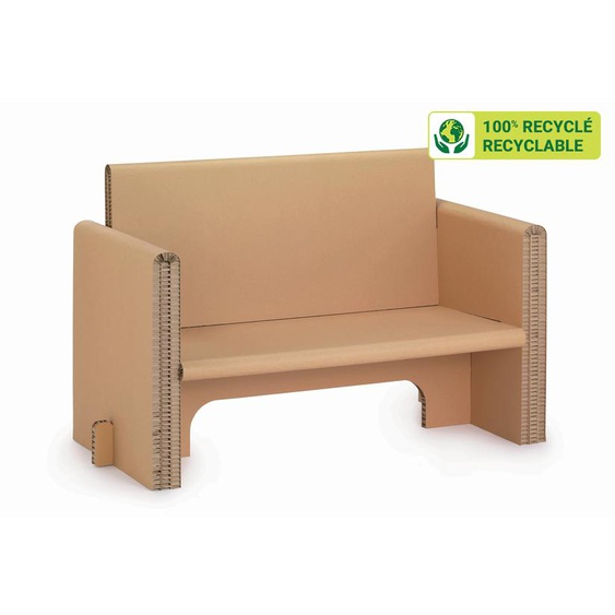 KRAFTDESIGN Banquette 2 places avec accoudoirs en carton alvéolaire - Kraft naturel