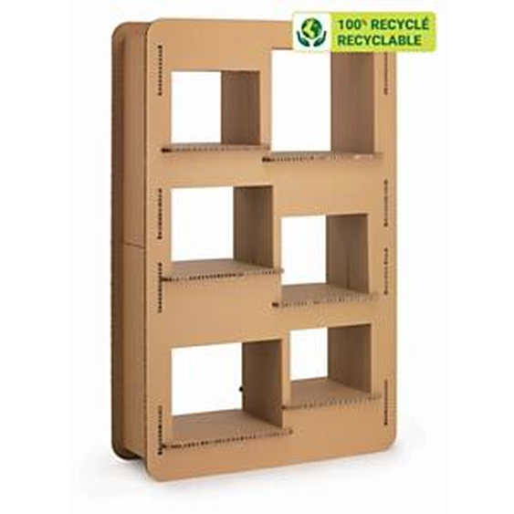 KRAFTDESIGN BD-thèque 6 cases H. 190 cm en carton alvéolaire - Kraft naturel