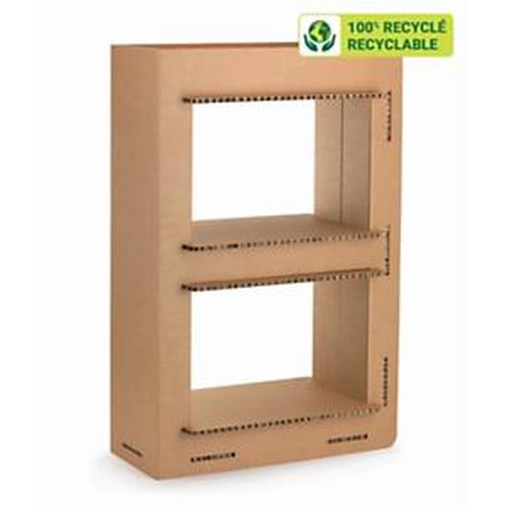 KRAFTDESIGN Etagère 2 cases H. 91,5 cm en carton alvéolaire - Kraft naturel
