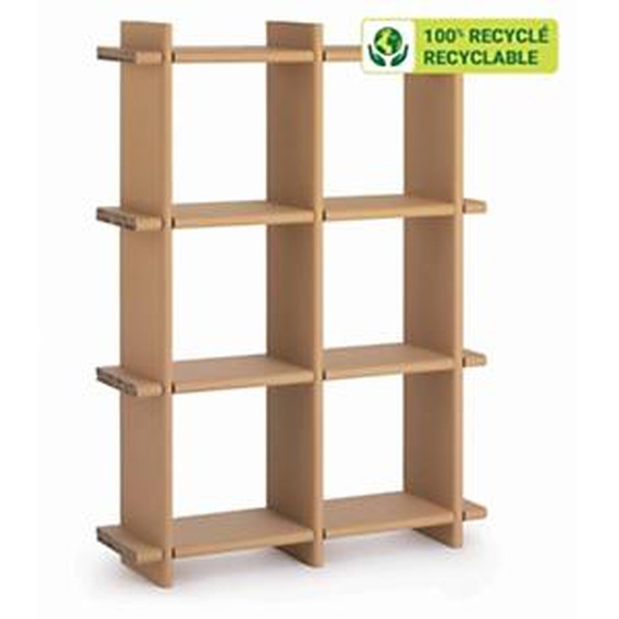 KRAFTDESIGN Etagère 6 cases à croisillon H. 147,4 cm en carton alvéolaire - Kraft naturel