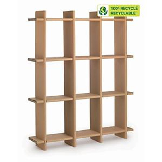 KRAFTDESIGN Etagère 9 cases à croisillon H. 180 cm en carton alvéolaire - Kraft naturel