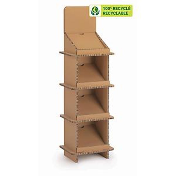 KRAFTDESIGN Présentoir de documents 4 cases H. 144 cm en carton alvéolaire - Kraft naturel