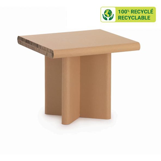 KRAFTDESIGN Table basse rectangulaire H. 50 cm en carton alvéolaire - Kraft naturel