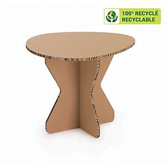 KRAFTDESIGN Table basse style scandinave diam.65 x H.51 cm en carton alvéolaire - Kraft naturel