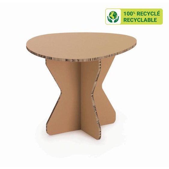 KRAFTDESIGN Table basse style scandinave diam.65 x H.51 cm en carton alvéolaire - Kraft naturel