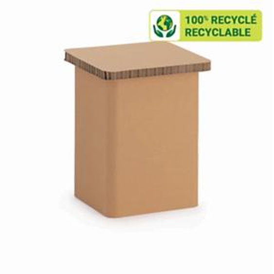 KRAFTDESIGN Tabouret bas H. 41 cm en carton alvéolaire - Kraft naturel