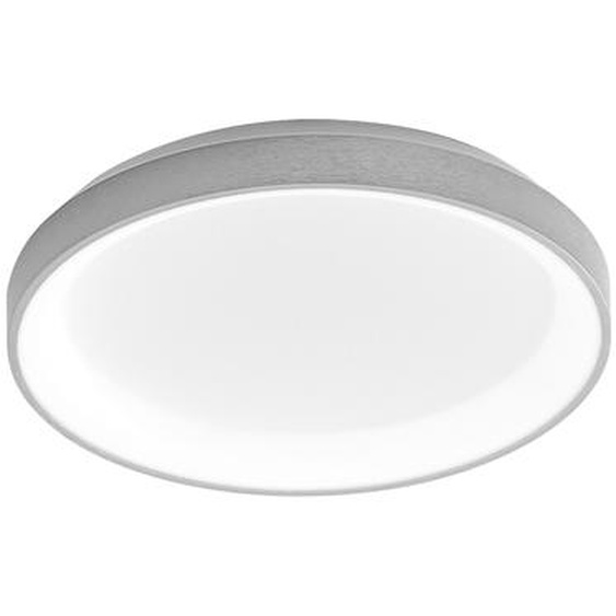 Krizia - Plafonnier LED dimmable 30W 3000K - Lumière chaude 2600lm, diffuseur opale, cadre blanc satiné, d.27 cm, design moderne