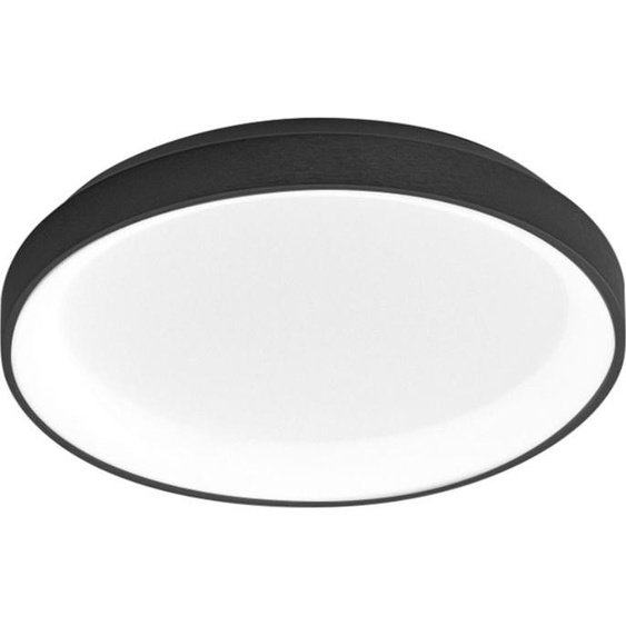 Krizia - Plafonnier LED dimmable 30W 3000K - Lumière chaude 2600lm, diffuseur opale, cadre noir, d.27 cm, design moderne