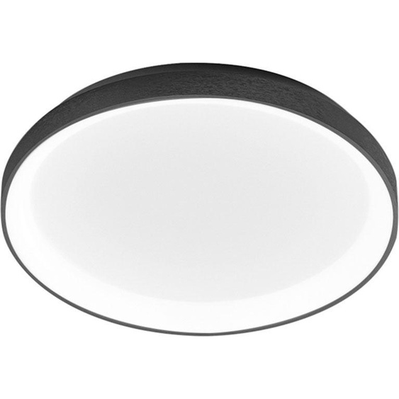 Krizia - Plafonnier LED dimmable 38W 3000K - Lumière chaude 3300lm, diffuseur opale, cadre noir, d.27 cm, design moderne