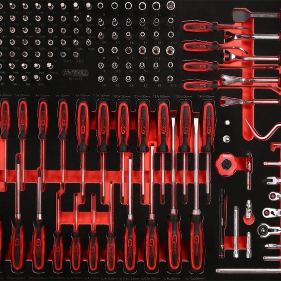 KS TOOLS Jeu de clés à douilles / tournevis 1/4 en mousse 142 pces - 821.0142