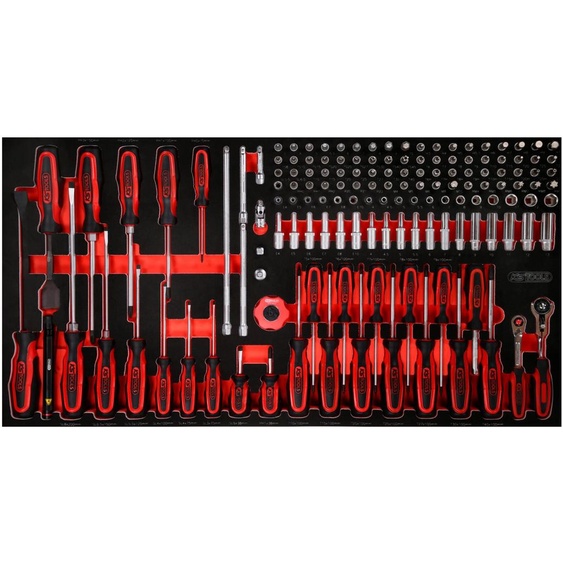 KS TOOLS Jeu de clés à douilles / tournevis 1/4 en mousse, 146 pces ( 813.0146 )