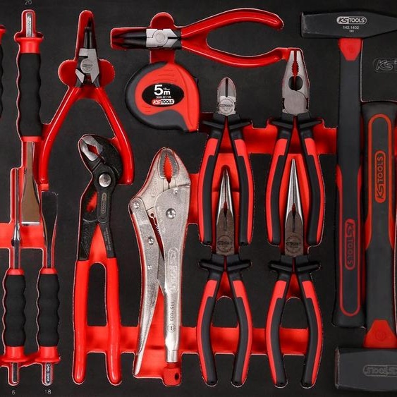 KS TOOLS Jeu de pinces / marteaux / burins dans une pochette en mousse, 22 pièces ( 811.2022 )