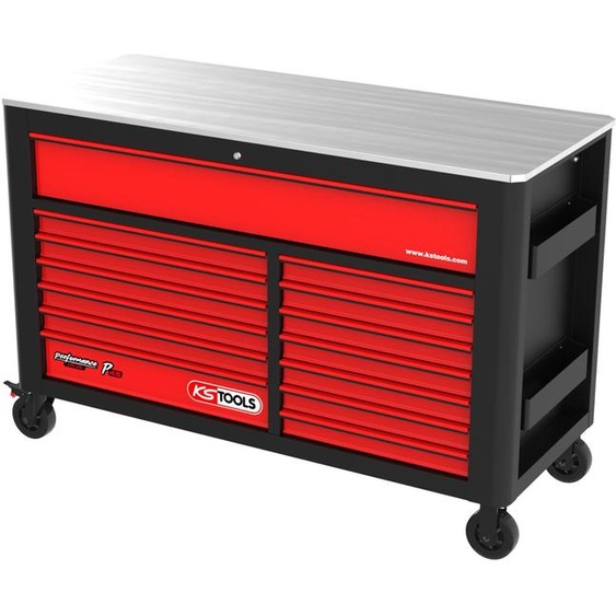 KS TOOLS PERFORMANCEplus P45 NOIR/ROUGE Servante datelier avec 14 tiroirs - 873.7014