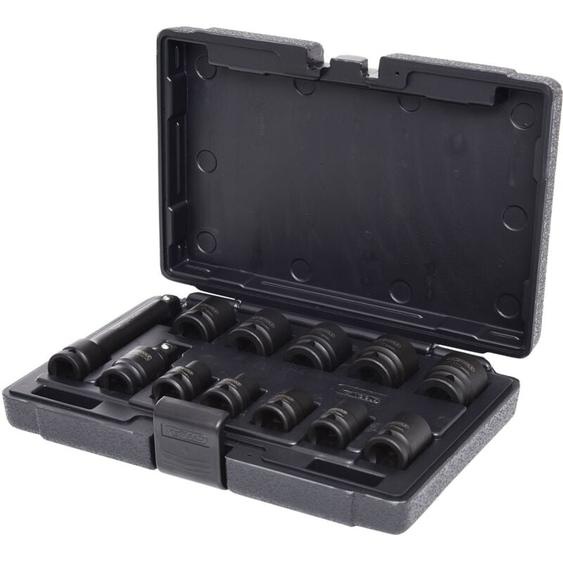 Coffret de douilles à chocs 6 pans 1/2 10 douilles, 1 cardan, 1 rallonge 12Pcs - 515.0112 - Kstools
