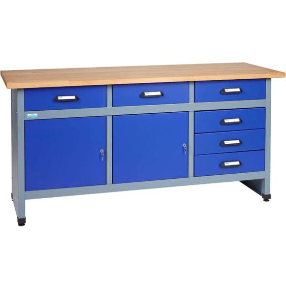 Kupper - Küpper établi modèle 12177, l. 170 cm, 2 portes, 6 tiroirs, bleu outremer