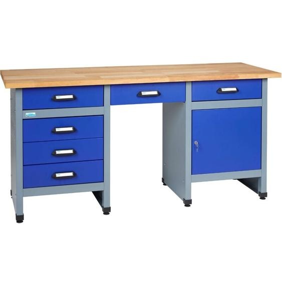 Kupper - Küpper établi modèle 12577, l. 170 cm, 1 porte, 6 tiroirs, bleu outremer