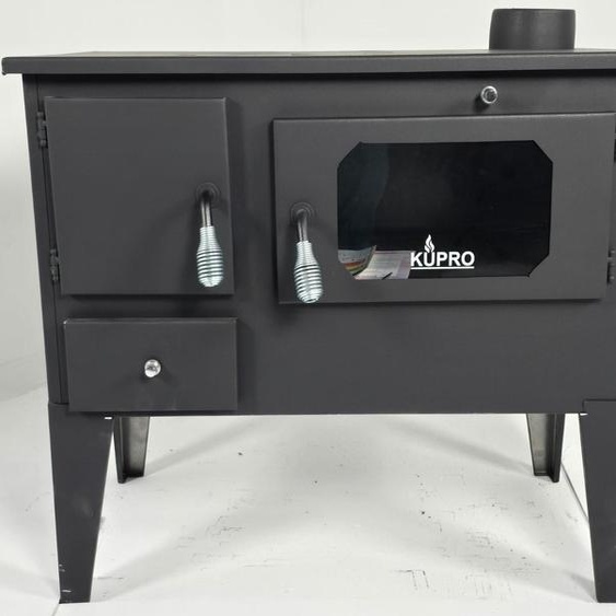 Kupro Tangra C cuisinière à bois sur pieds avec four, plaque acier, 7,56 kW, sortie 130 mm
