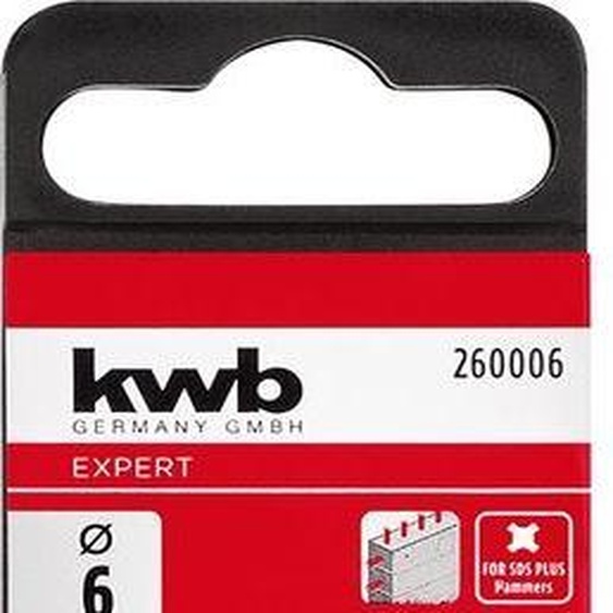 kwb HB4X SDS Plus Marteau perforateur, 110 mm, Ø 6 mm (plaquette en carbure de tungstène, quatre tranchants, pointe de centrage, spirale quadruple plus, acier à outils, SDS Plus)