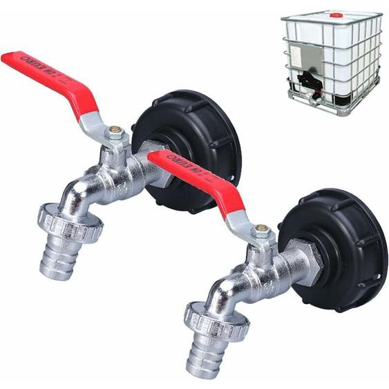 KZQ - Robinet Cuve 1000L Robinet Recuperateur Eau De Pluie 2 pieces, Adaptateur De Réservoir deau ibc 1/2 Double Robinet en laiton en Fabriqué en