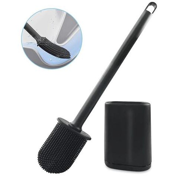 L&h-cfcahl - Brosse wc Silicone, Brosse Toilettes wc Plate Flexible, Balai Toilette wc pour Salle de Bain avec Récipient à Séchage Rapide, Fixation