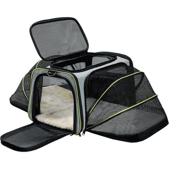 L&h-cfcahl - Sac Transport Chat Chien, souple et pliable pour chien avec matelas pneumatique amovible Accepté au Maximum 15lbs/7kg, 40x25x25cm Gris