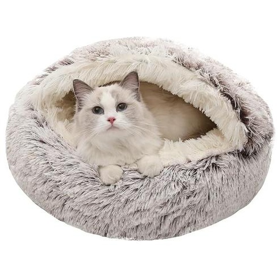 L&h-cfcahl - Tapis de couchage super doux pour chiens chats rond chaud hiver lit pour animaux de compagnie café tapis en peluche l 50 x 50 cm l&h