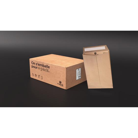 La Couronne Pochette kraft brun C4 229 x 324 mm 130g sans fenêtre - soufflet 3 cm - autocollante bande protectrice - Lot de 125