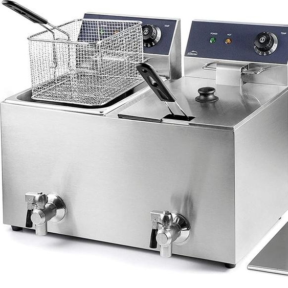 LACOR 69469 -BASSINE ÉLECTRIQUE DOUBLE avec robinet professionnel 3250 W (x2), 16 l, inox