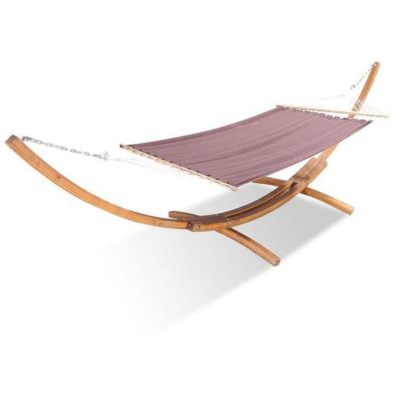 Lagoa chocolat : hamac bois sur support 315 m - 1 personne - Toile poly-coton