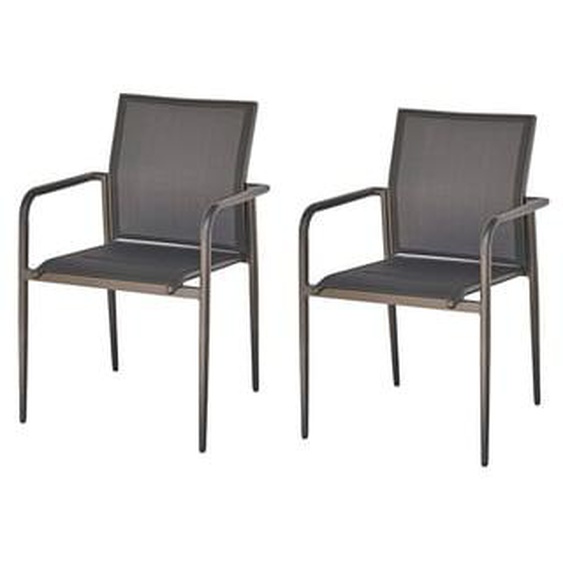 LAGON  Lot de 2 fauteuils en aluminium et textilène gris