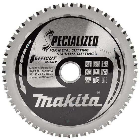 Lame carbure Inox et Métal Specialized MAKITA B-47058 Ø 150 mm