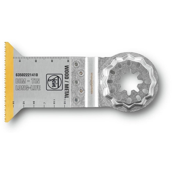 Lame de scie bimétallique Fein E-Cut avec revêtement TiN, longueur 50 mm, largeur 50 mm, lot de 10 | 63502221440