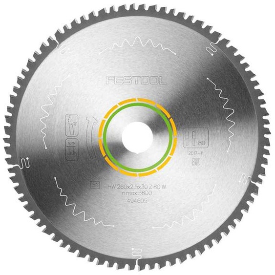 Lame de scie circualire Wood Fine Cut 210x30x2,4mm pour le bois W52 52 dents - FESTOOL - 493199