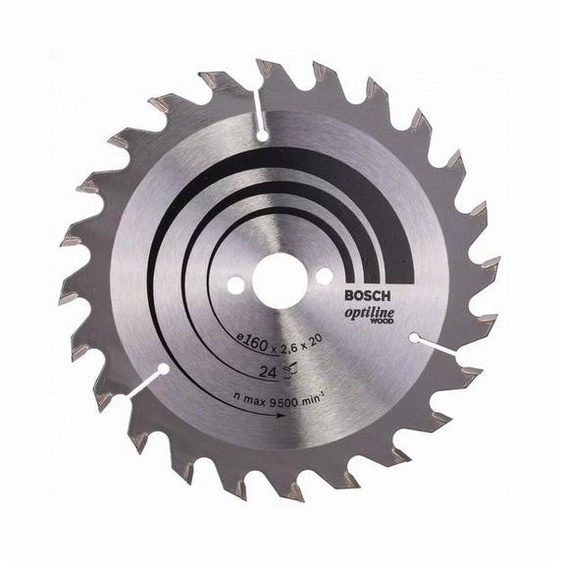 Lame de scie circulaire 165 x 30 x 2,6 mm Optiline Wood pour le bois 24 dents BOSCH 2608640602