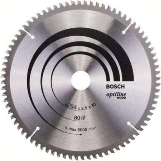 Lame de scie circulaire carbure BOSCH PROFESSIONAL 254 x 30 x 2,5 mm, 80 dents, Bois