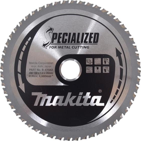 Lame de scie circulaire carbure métal 150x20mm 52 dents - MAKITA - B-47167