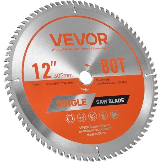 Lame de scie circulaire, diamètre 305 mm, 80 dents en alliage affûtées, arbre 25,4 mm, finition fine, lame de coupe pour bois pour scie circulaire, avec évents de réduction du bruit, pour couper le contreplaqué, les panneaux OSB et le bois dur.