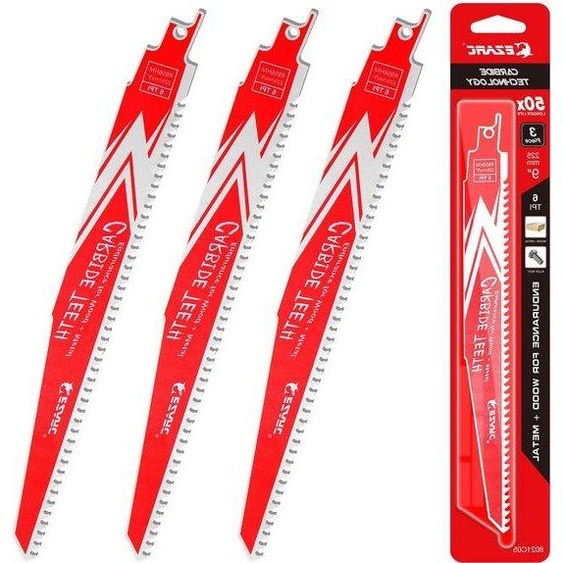 Lame de scie Reciprocations en carbure pour le sciage du bois dur et du métal - 225 mm, 6 dents par pouce, R956HM (lot de 3)